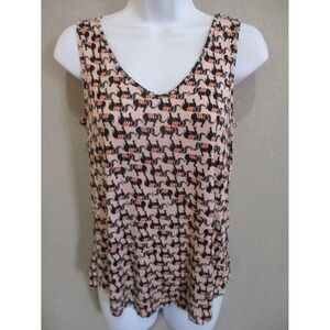 Cupio Tank Top Size Medium Double V-Neck Elephant Print Top